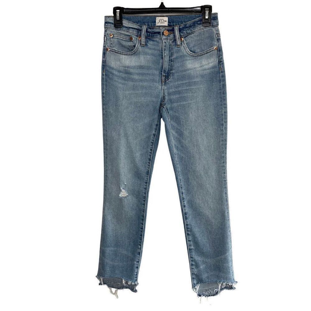 J CREW Womens Slim Boyfriend Jeans AJ527 Japanese Denim Raw-Hem NEW Sz 24